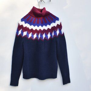 JCrew Fair Isle Turtleneck Sweater | Navy, Sz XS (NWT)